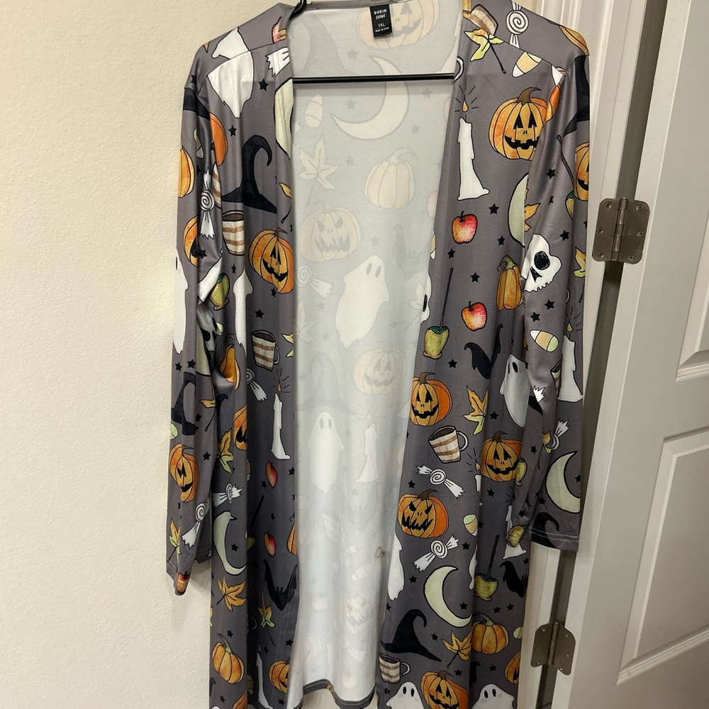 SHEIN Curve Halloween Print Cardigan – 1XL – Spooky Season Kimono
